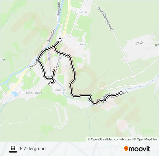 F ZILLERGRUND Bus Line Map