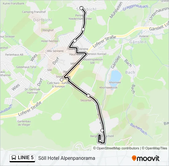 LINIE 5 Bus Line Map
