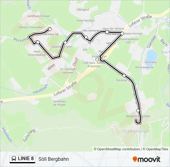LINIE 8 Bus Line Map