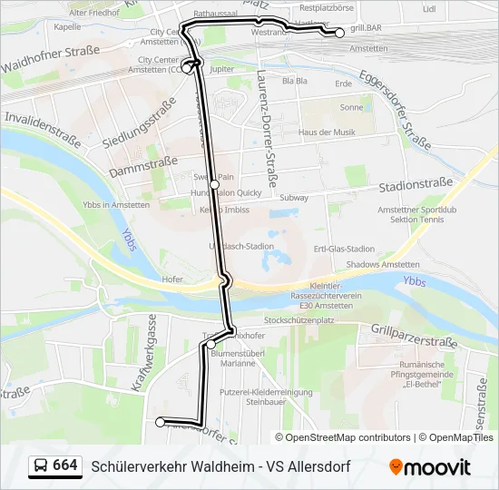 664 Bus Line Map