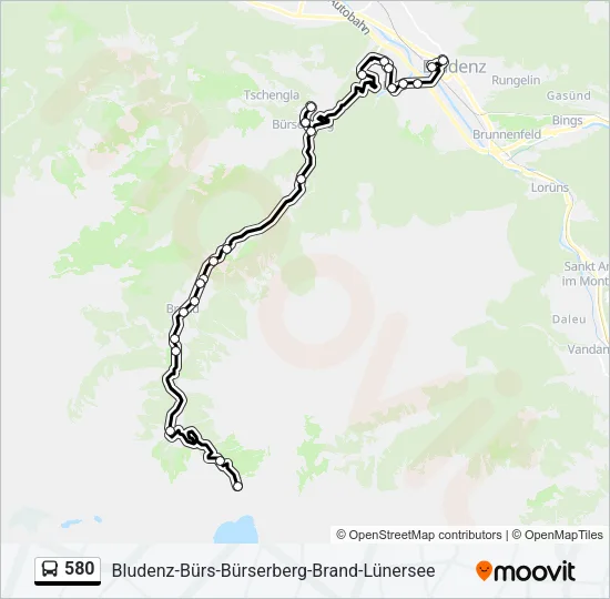 580 Bus Line Map