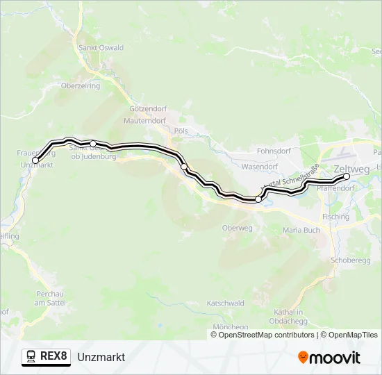 REX8 Train Line Map