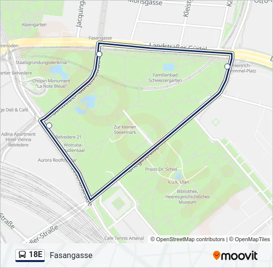 18E Bus Line Map