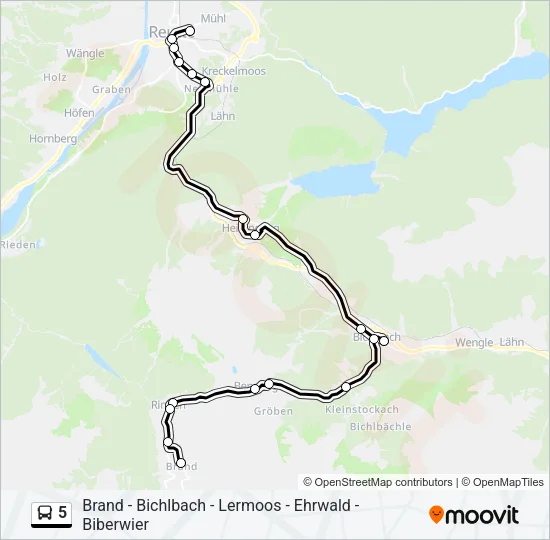5 Bus Line Map