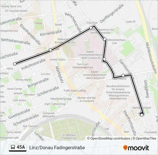45A Bus Line Map
