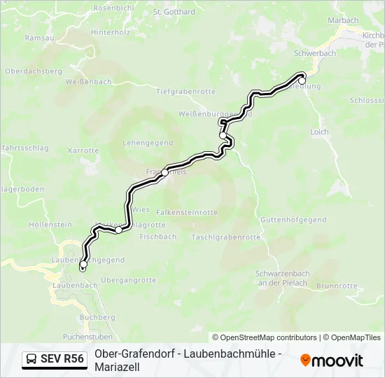 SEV R56 Bus Line Map