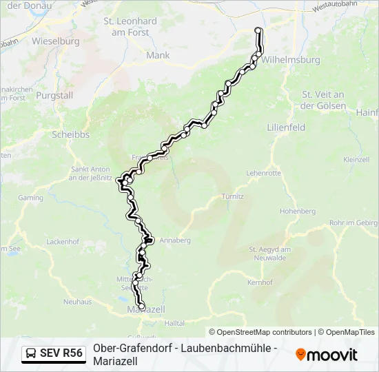 SEV R56 Bus Line Map