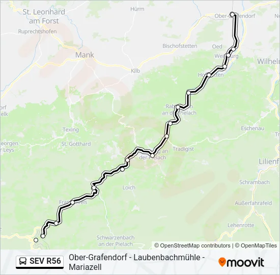 SEV R56 Bus Line Map