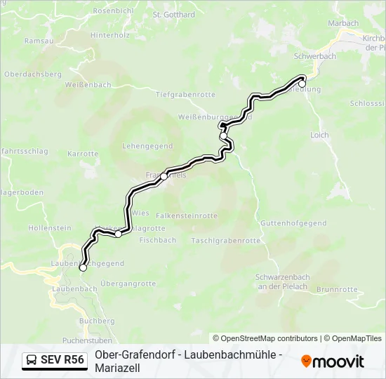 SEV R56 Bus Line Map