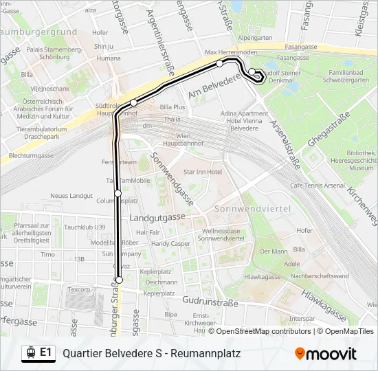 E1 Light Rail Line Map