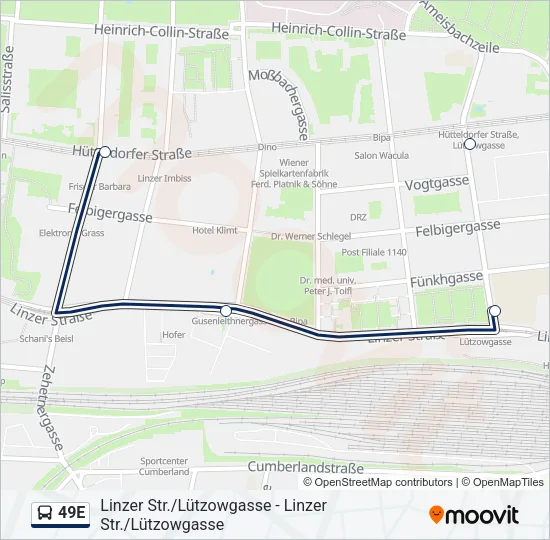 49E Bus Line Map