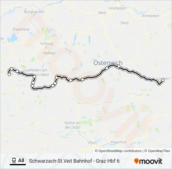 Bahnlinie A8 Karte