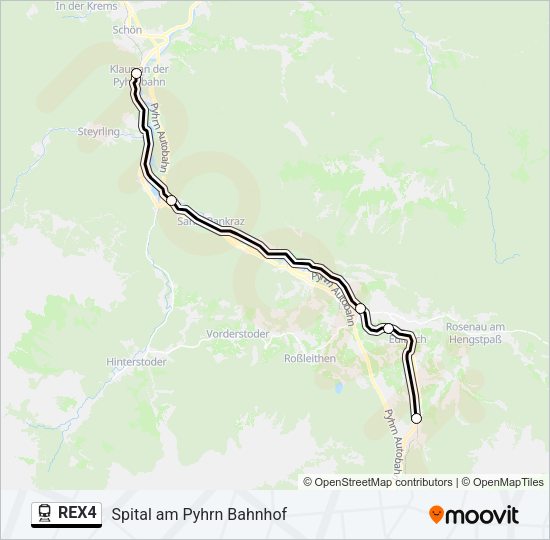 REX4 Train Line Map