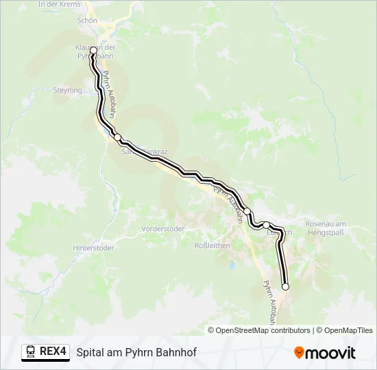 REX4 Train Line Map