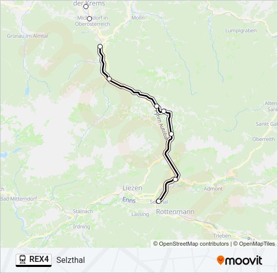 REX4 Train Line Map