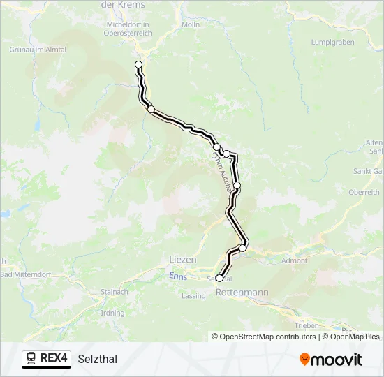 REX4 Train Line Map