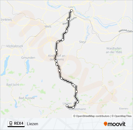 REX4 Train Line Map
