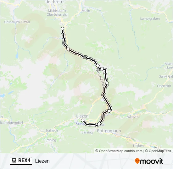 REX4 Train Line Map
