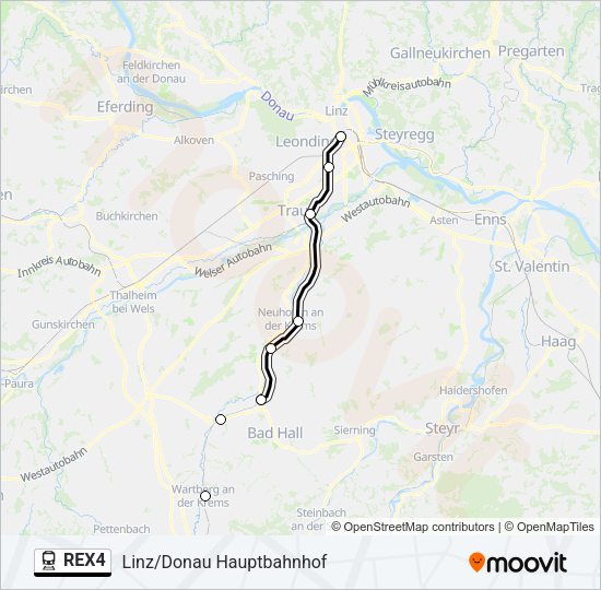 REX4 Train Line Map