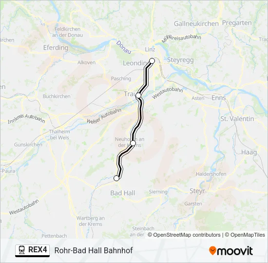 REX4 Train Line Map