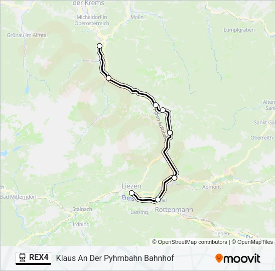 REX4 Train Line Map