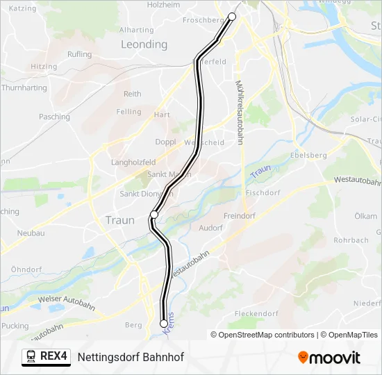 REX4 Train Line Map