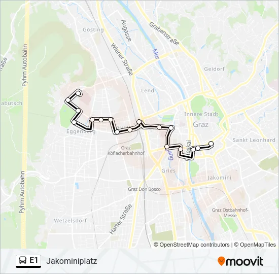 E1 Bus Line Map