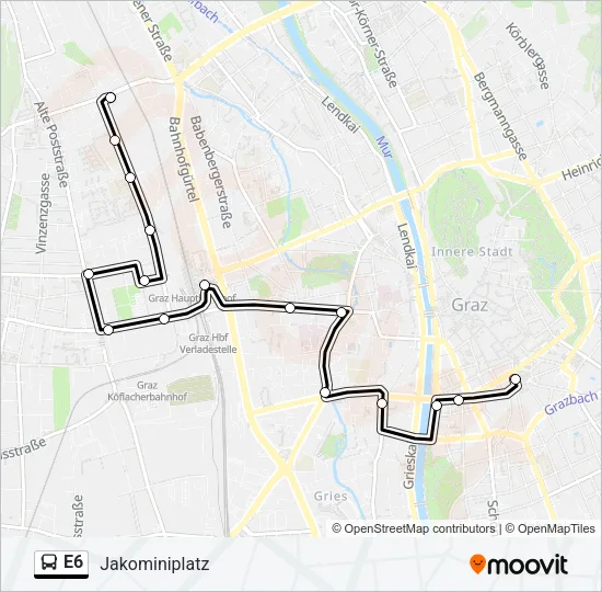 E6 Bus Line Map