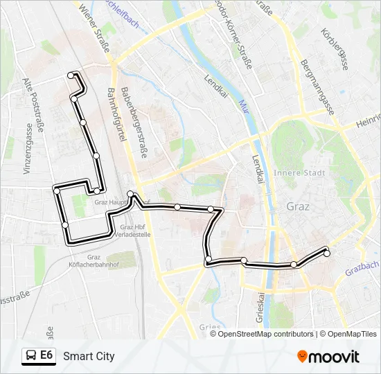 E6 Bus Line Map