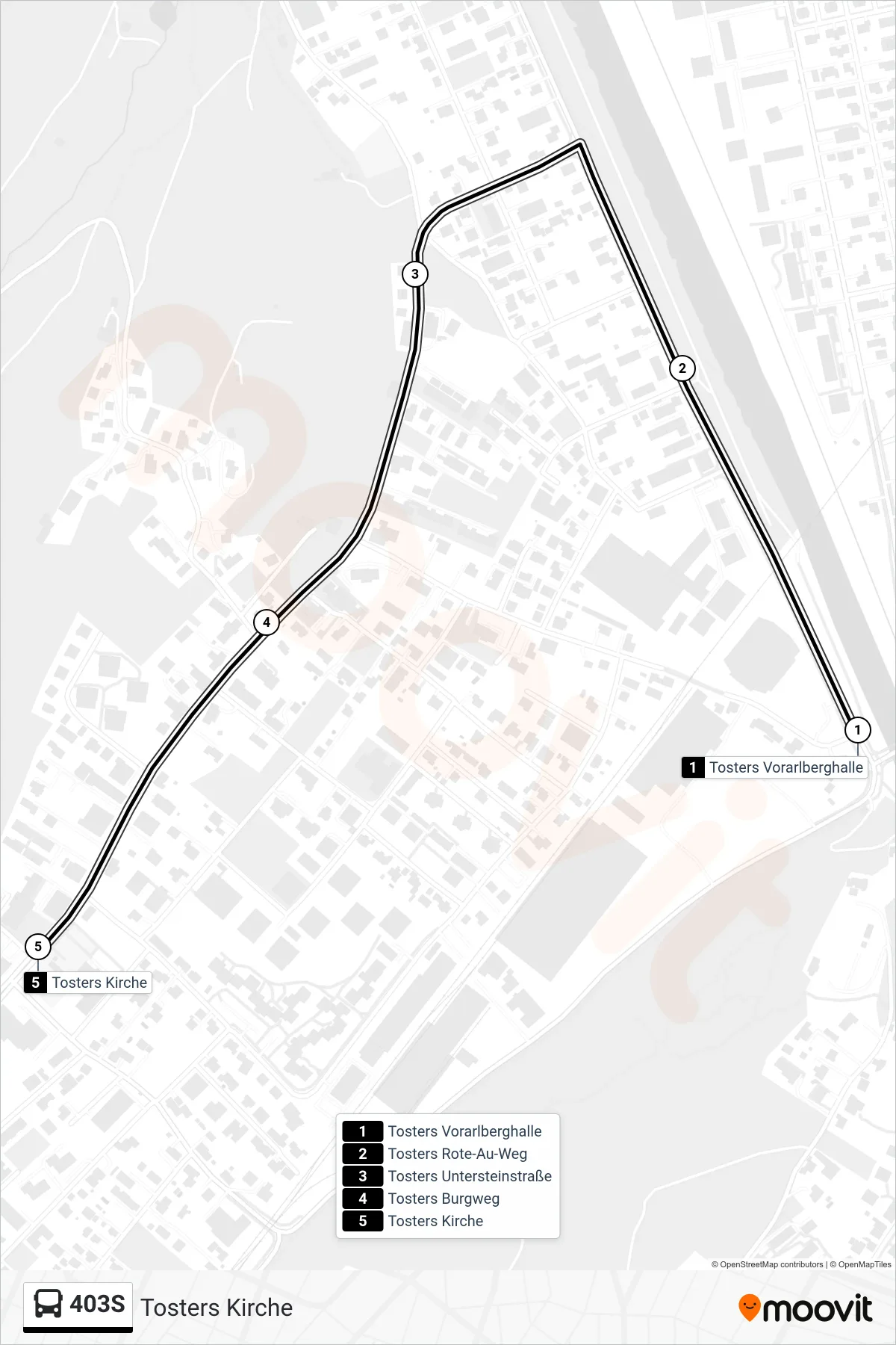 Linie 403S (Bus) Richtung Tosters Kirche: Route und Haltestellen auf der Karte