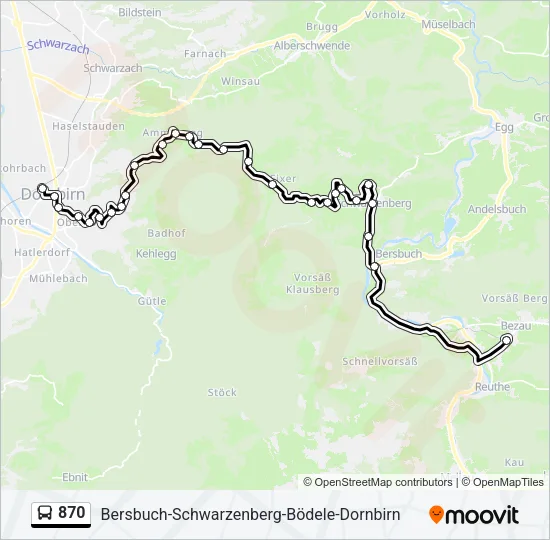 870 Bus Line Map
