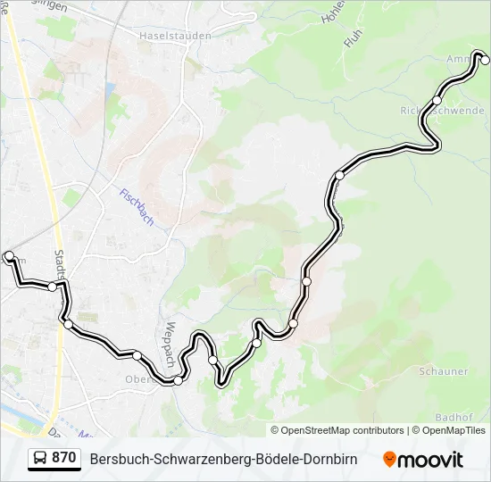 870 Bus Line Map