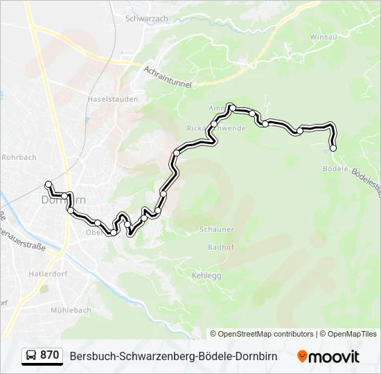 870 Bus Line Map
