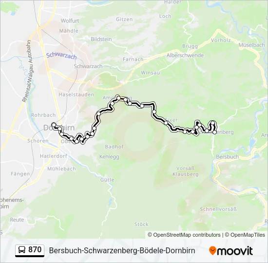 870 Bus Line Map