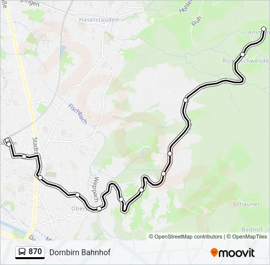 870 Bus Line Map