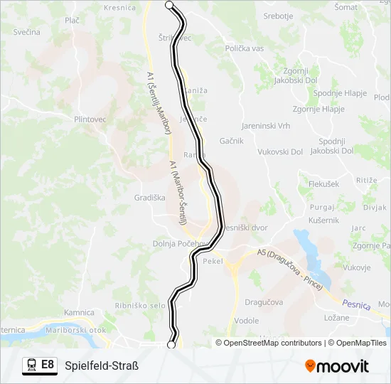 E8 Train Line Map