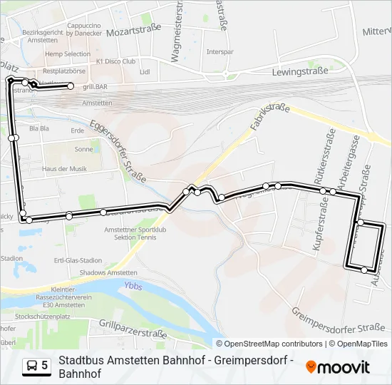 5 Bus Line Map