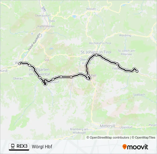 REX3 Train Line Map