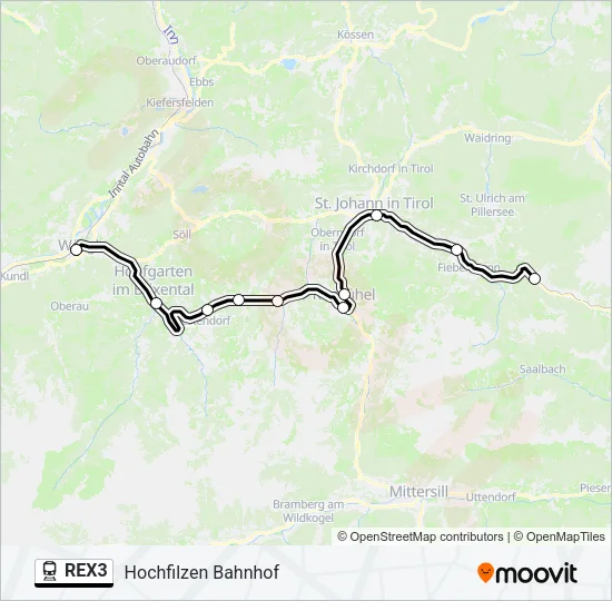 REX3 Train Line Map