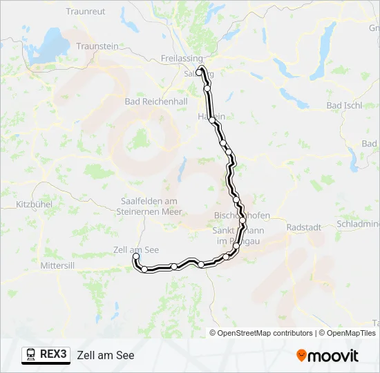 REX3 Train Line Map