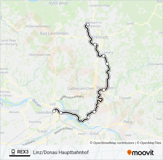 REX3 Train Line Map