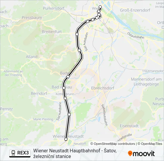 REX3 Train Line Map