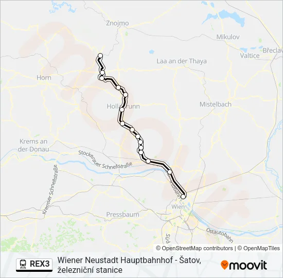 REX3 Train Line Map