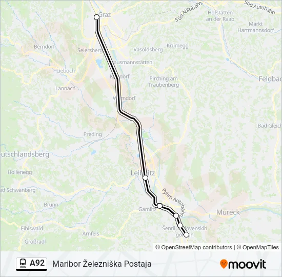 A92 Train Line Map