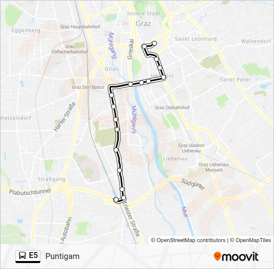 E5 Bus Line Map