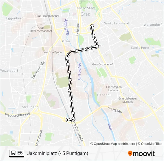 E5 Bus Line Map