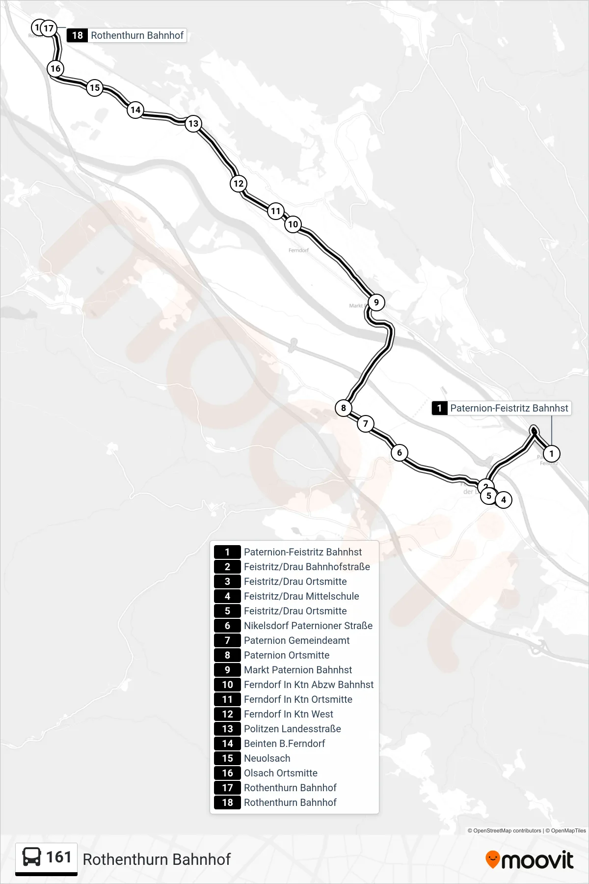 Linie 161 (Tram) Richtung Rothenthurn Bahnhof: Route und Haltestellen auf der Karte