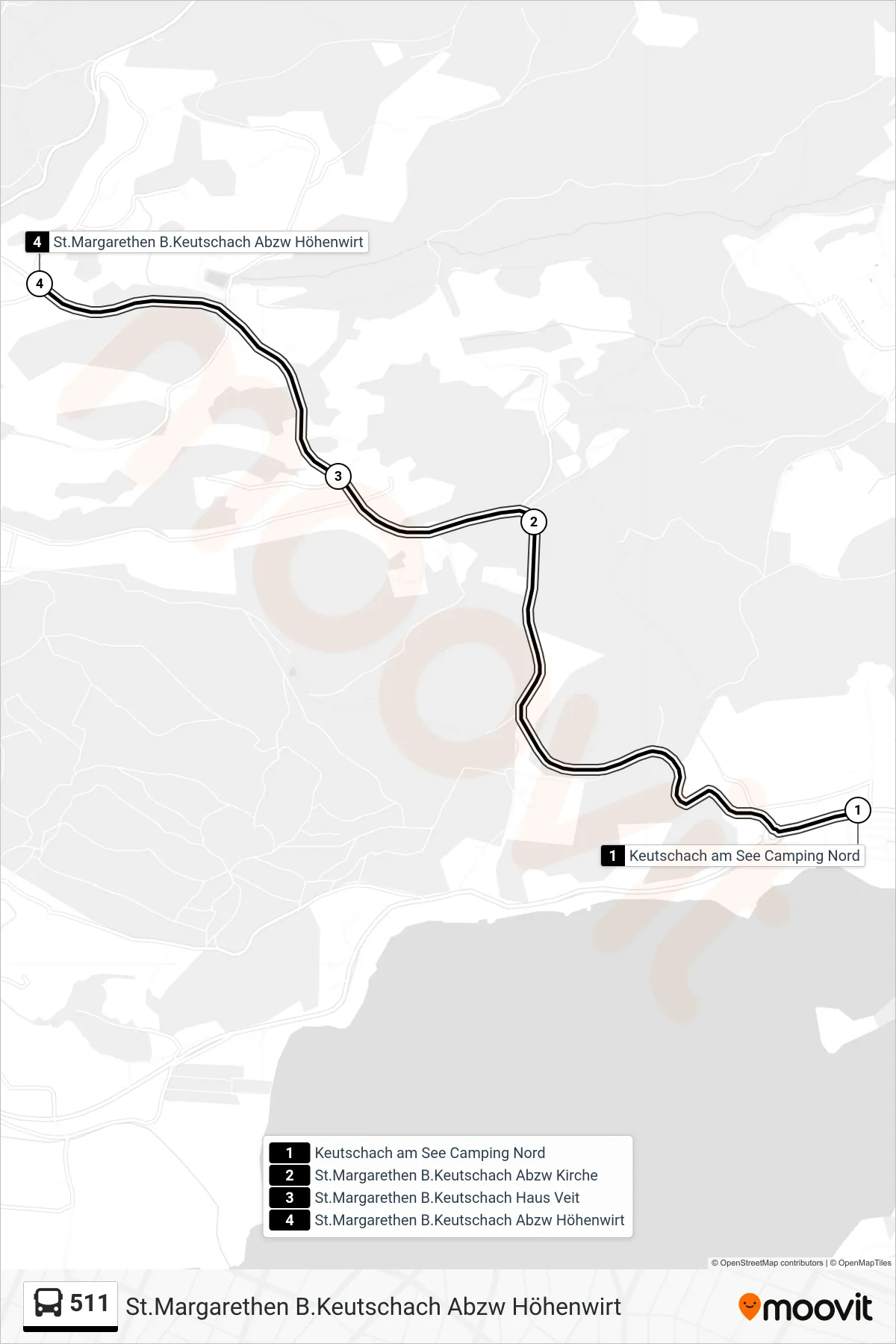 511 tram Line (St.Margarethen B.Keutschach Abzw Höhenwirt) route and stops on a map