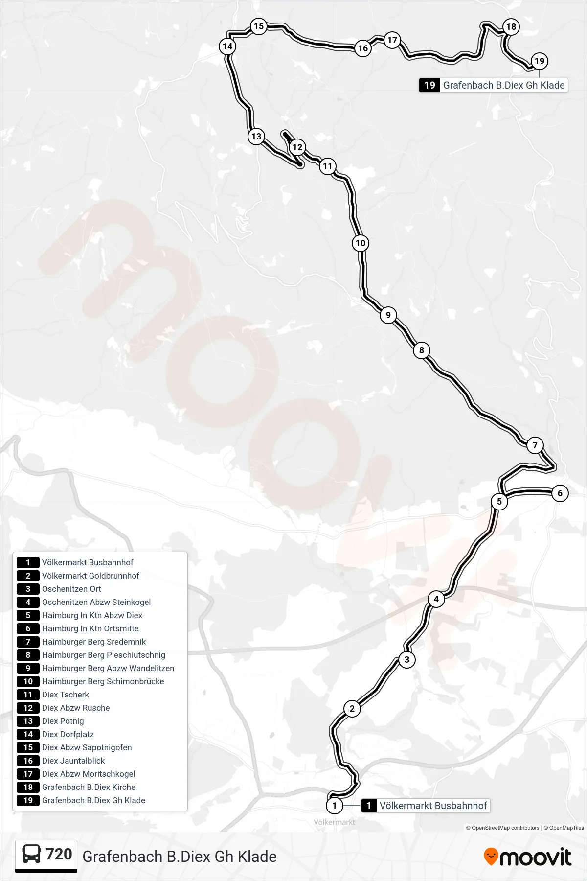 720 tram Line (Grafenbach B.Diex Gh Klade) route and stops on a map