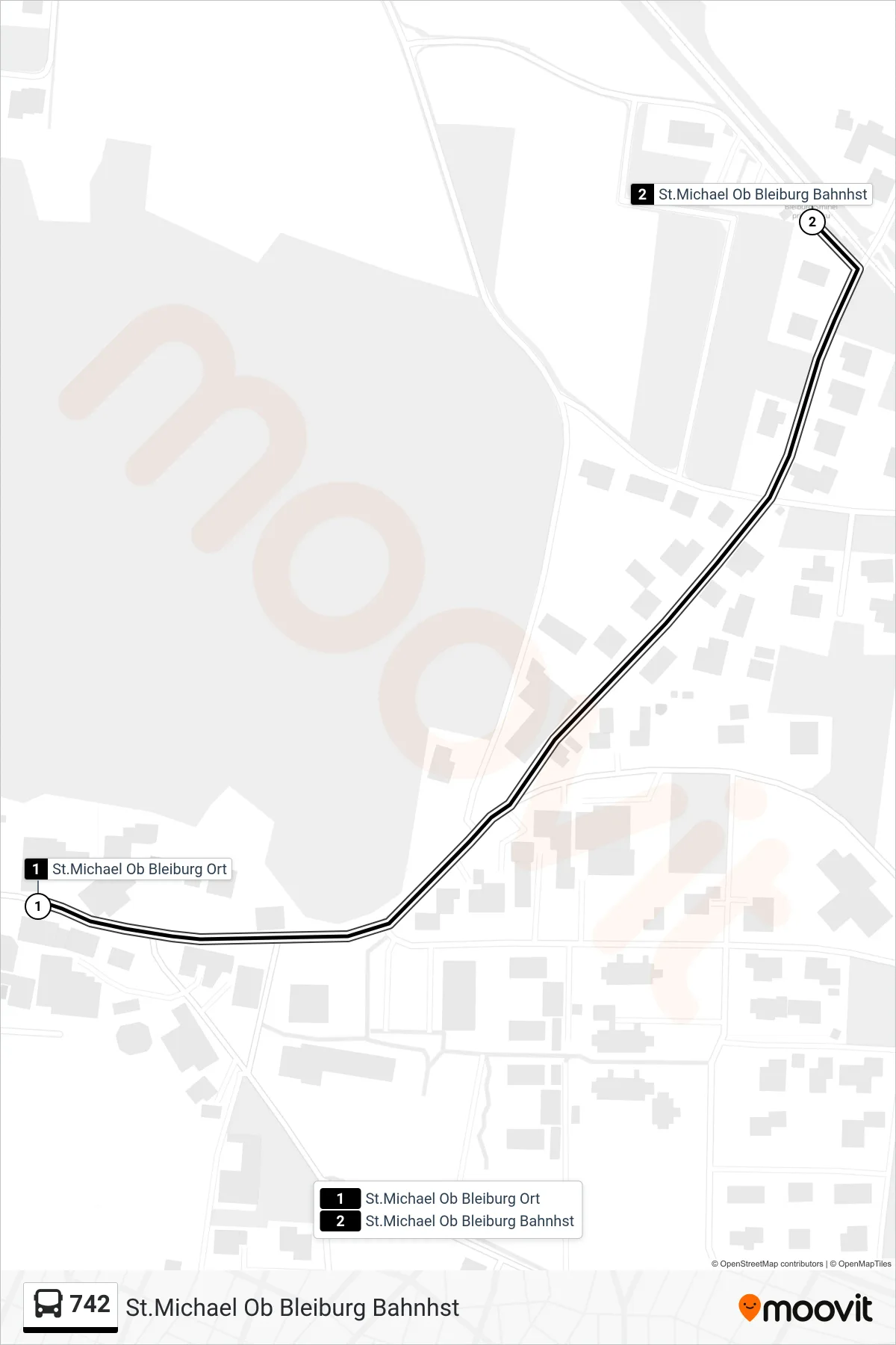 742 tram Line (St.Michael Ob Bleiburg Bahnhst) route and stops on a map